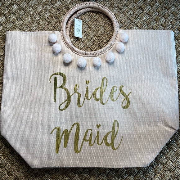 🩵NWT SHIRALEAH MIA "BRIDESMAID" BRIDAL TOTE, BLUSH - Picture 3 of 4